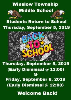 1st Day of School for Students (Early Dismissal)